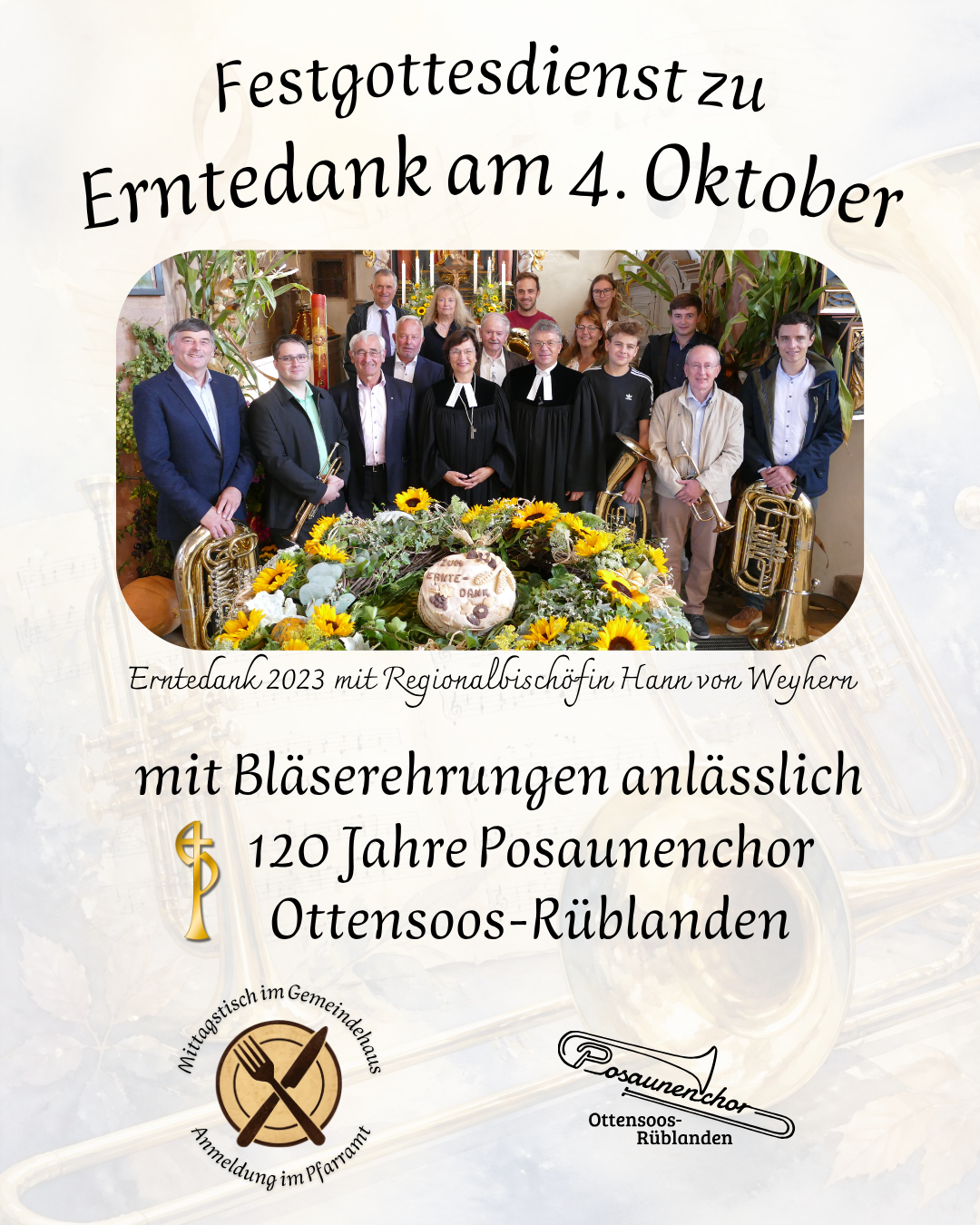 Festgottesdienst an Erntedank mit Bläserehrungen